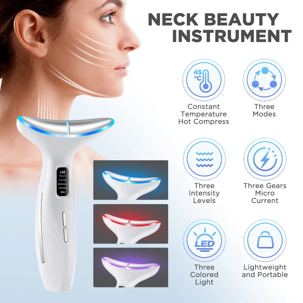 Microcurrent Neck Beauty Device 3 Massage Modes Face Lifting Firming Massage Neck Beauty Instrument Tighten Skin Care Tool